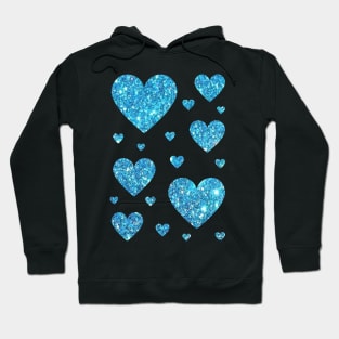 Light Blue Faux Glitter Hearts Hoodie